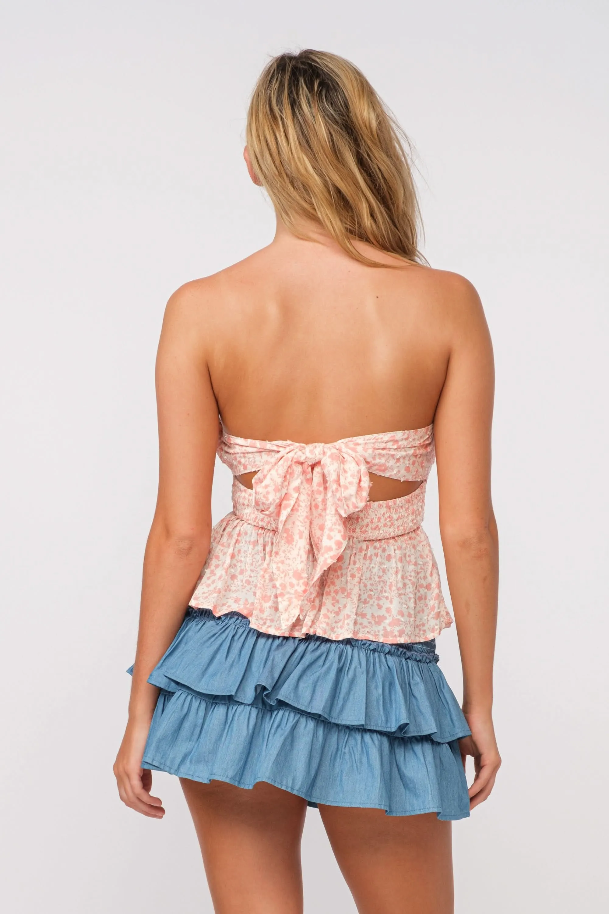 Amelia Dusty Pink Floral Strapless Top sold by Boho Pink product image thumbnail 4