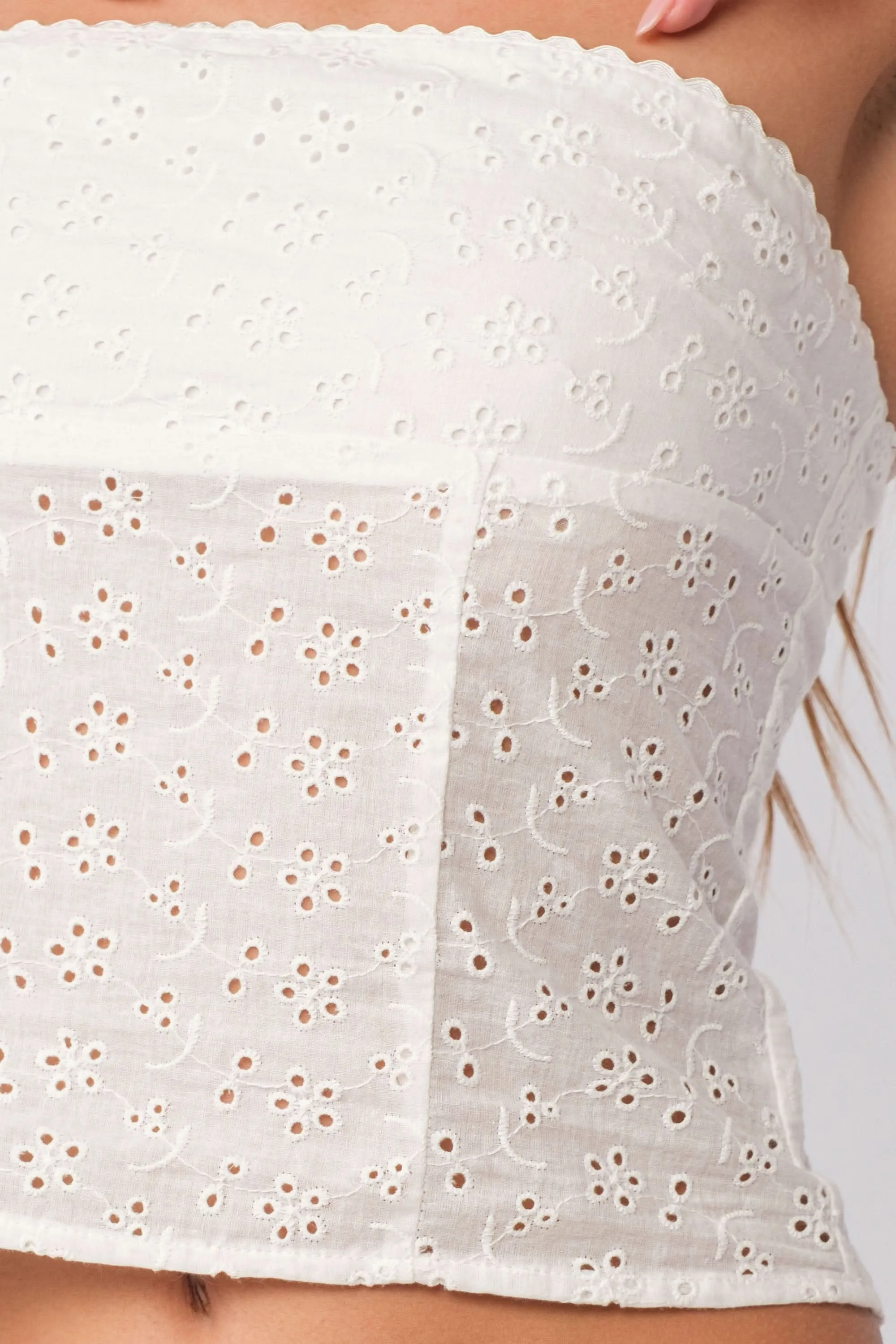 Carly White Eyelet Tube Top sold by Boho Pink product image thumbnail 2