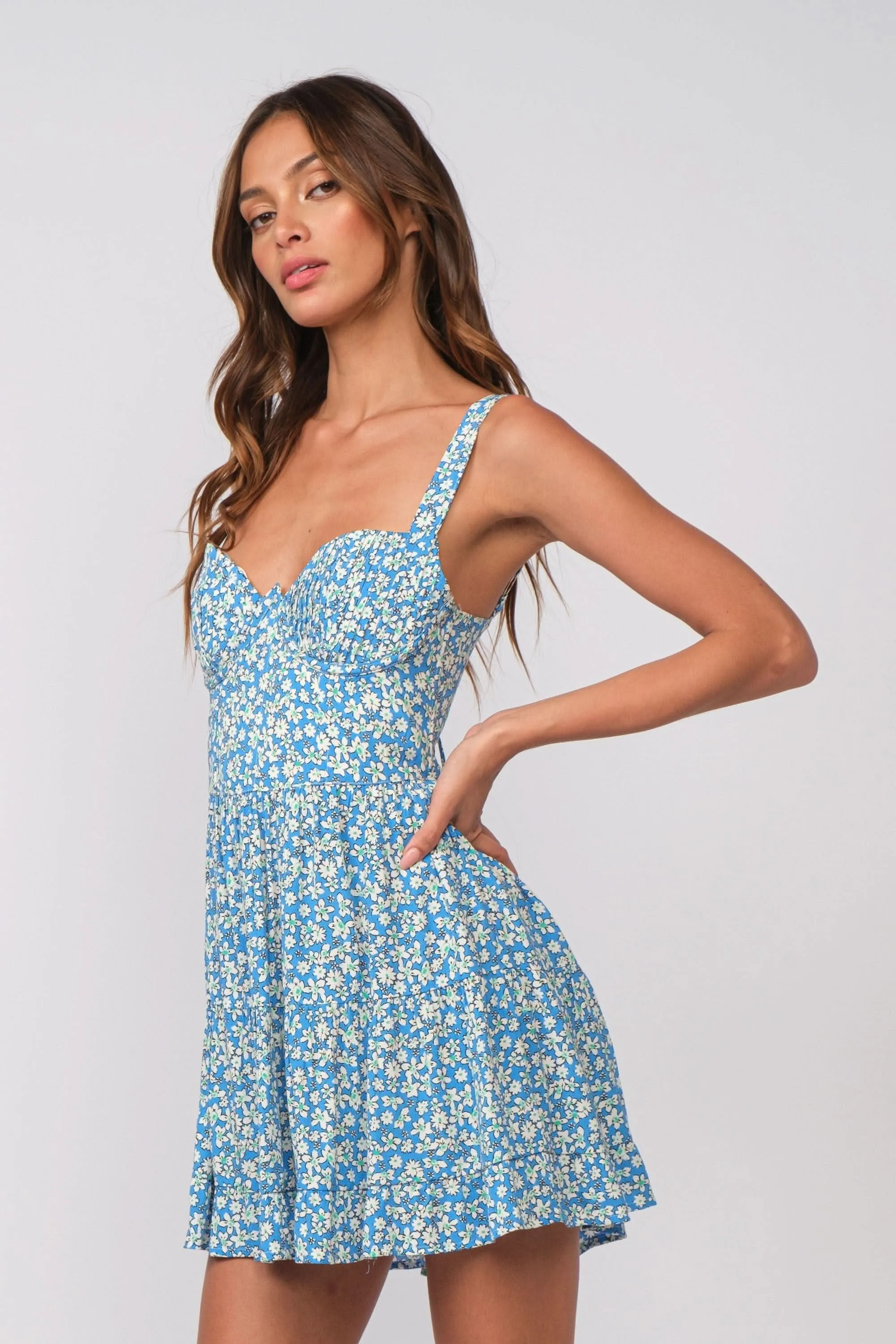 Daniele Blue Floral Mini Dress sold by Boho Pink product image thumbnail 4