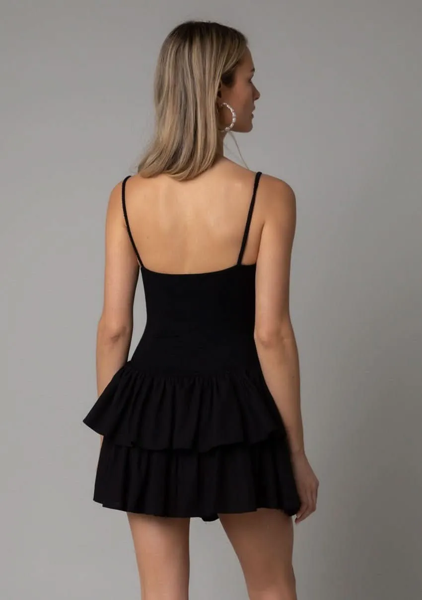 Liliana Black Ruffle Mini Dress sold by Boho Pink product image thumbnail 4