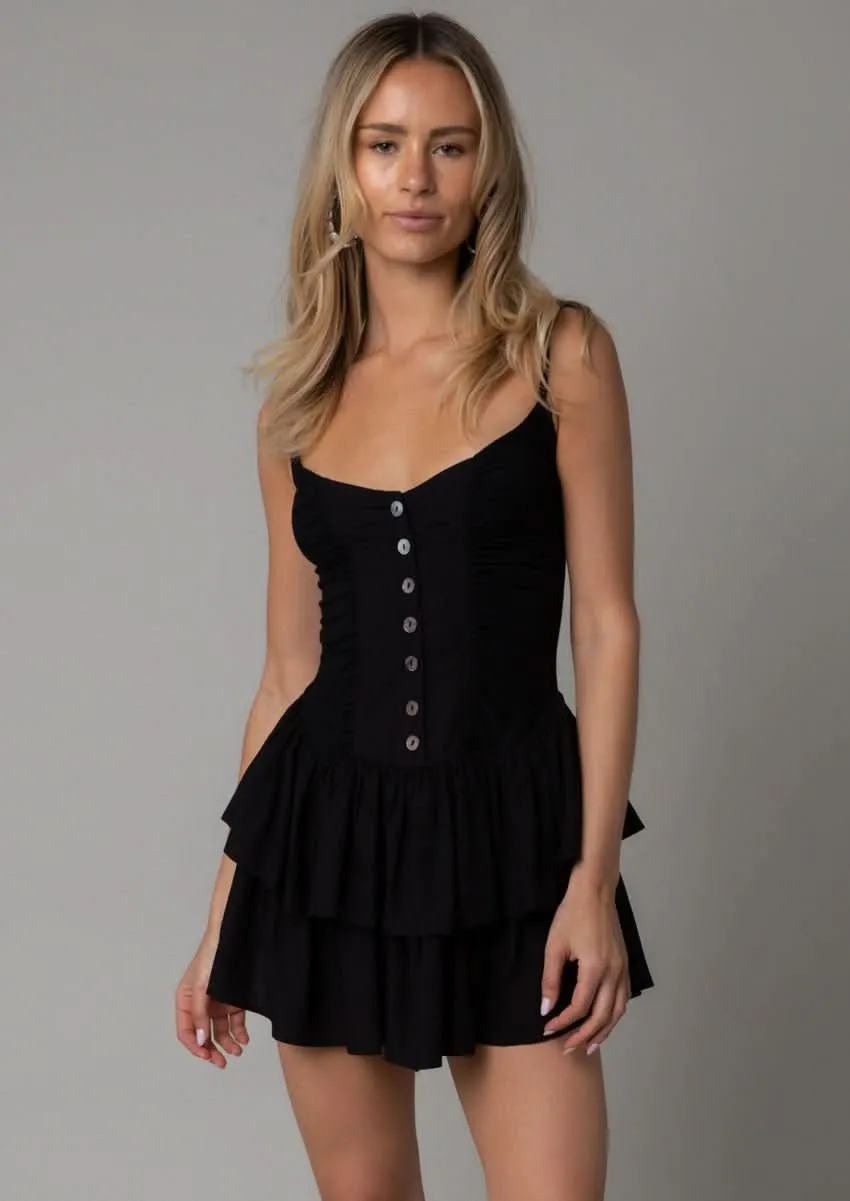 Liliana Black Ruffle Mini Dress sold by Boho Pink product image thumbnail 3