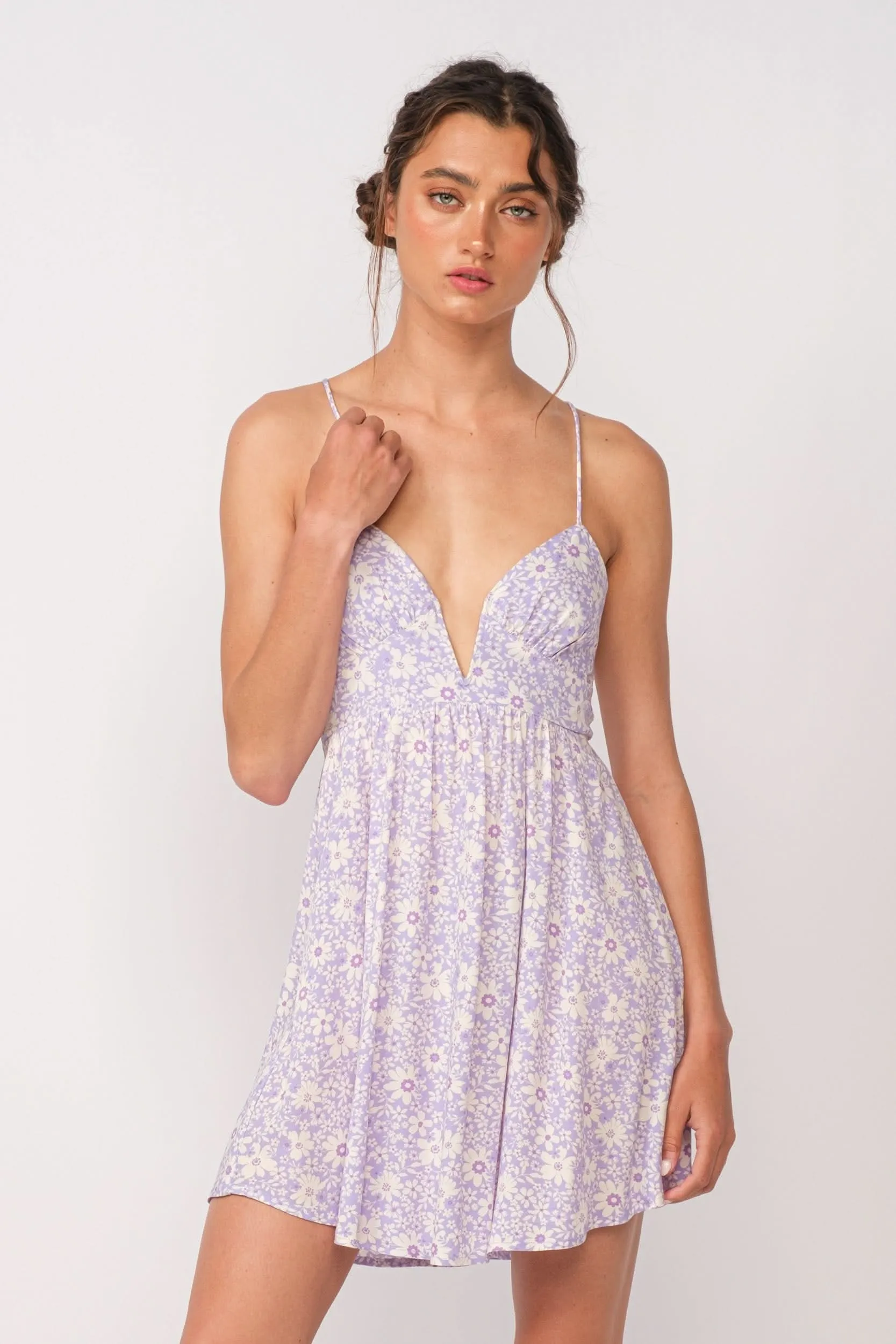 Lucia Purple Floral Corset Cami Dress sold by Boho Pink