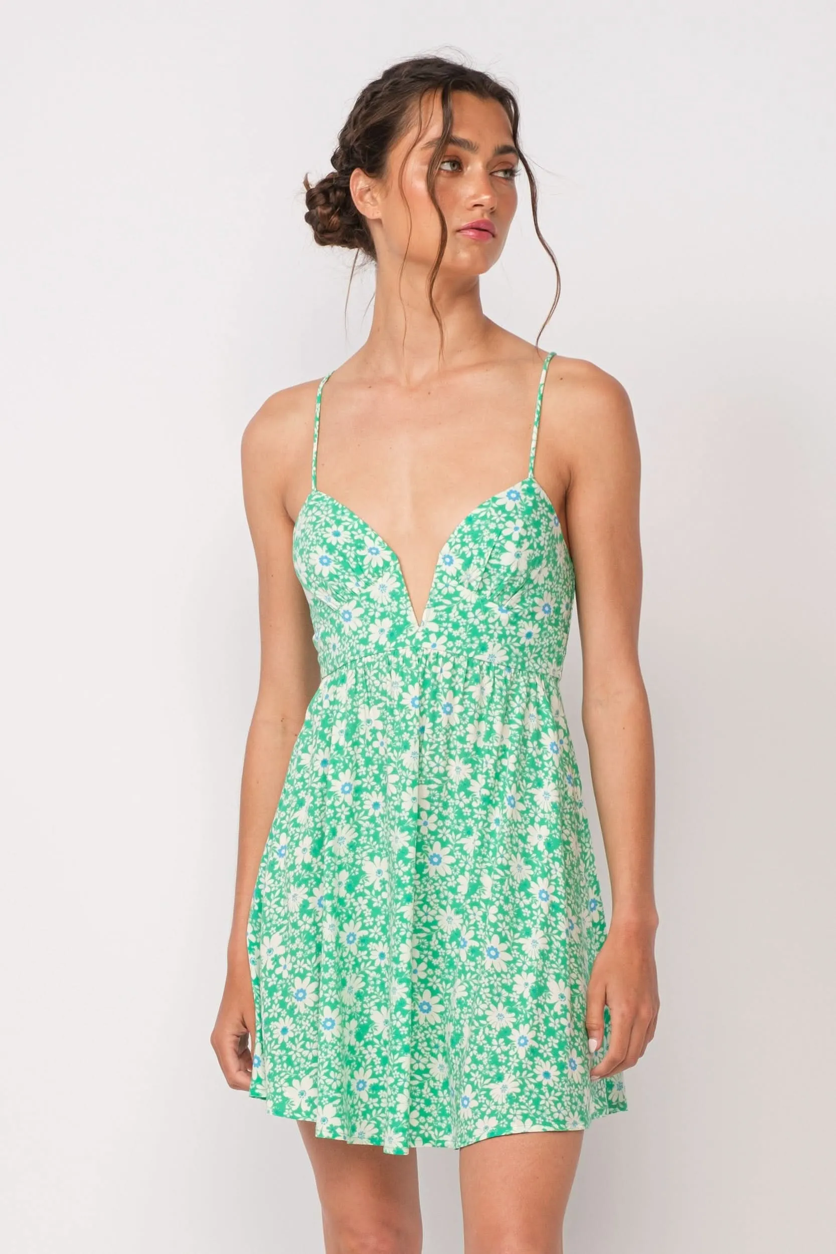 Lucia Aqua Green Floral Corset Cami Dress sold by Boho Pink product image thumbnail 2