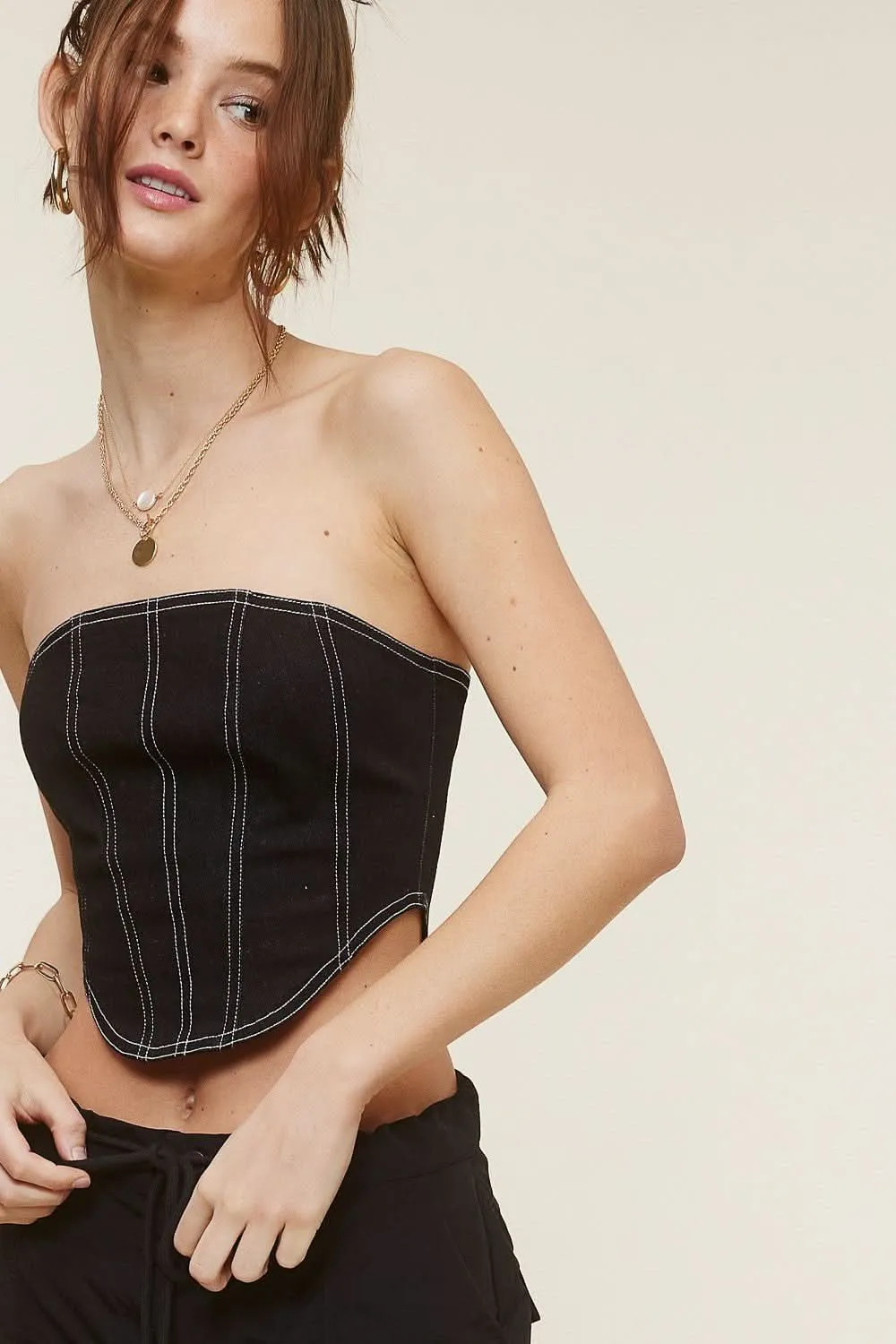 Carolee Black Strapless Bustier Top sold by Boho Pink product image thumbnail 3