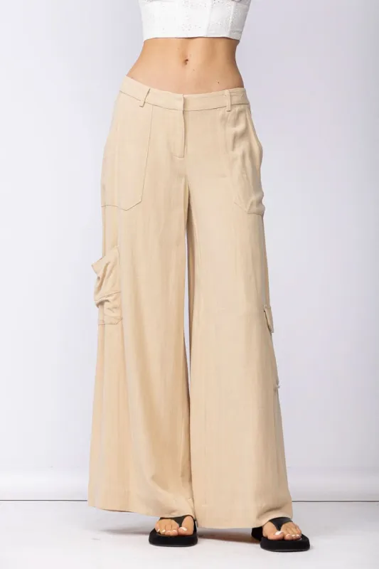 Cape May Beige Linen Wide-Leg Pants sold by Boho Pink