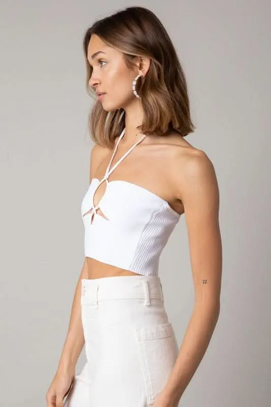 Lani White Halter Knit Crop Top sold by Boho Pink product image thumbnail 3