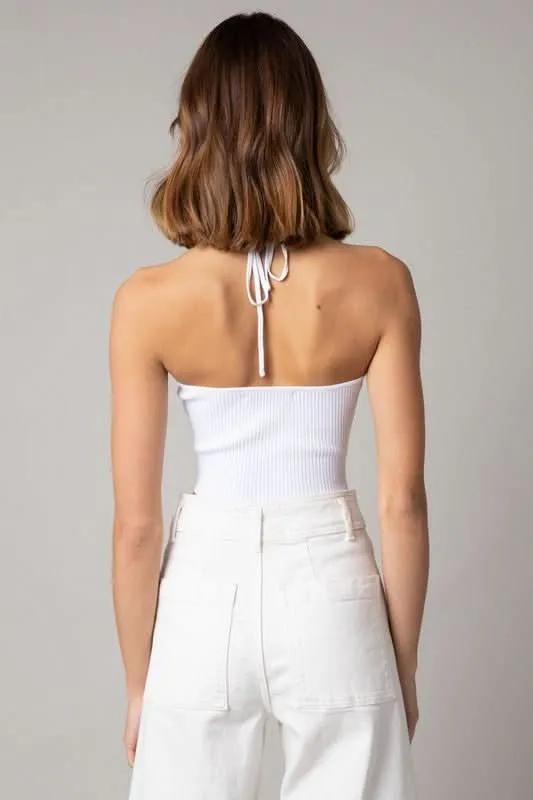 Lani White Halter Knit Crop Top sold by Boho Pink product image thumbnail 4