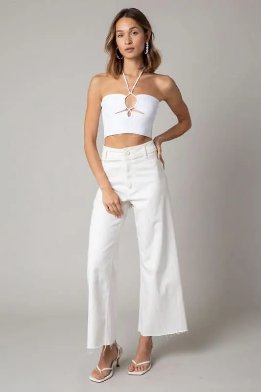 Lani White Halter Knit Crop Top sold by Boho Pink product image thumbnail 2