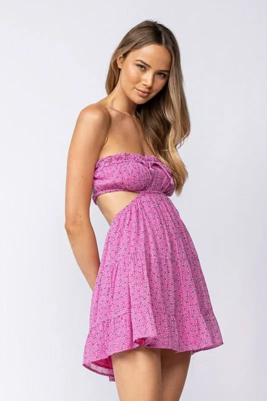 Rachel Pink Floral Print Strapless Mini Dress sold by Boho Pink product image thumbnail 2
