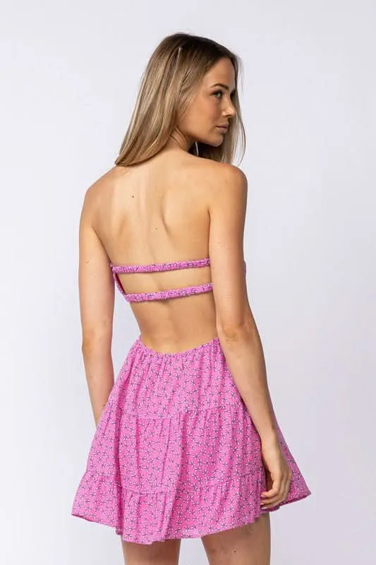 Rachel Pink Floral Print Strapless Mini Dress sold by Boho Pink product image thumbnail 3