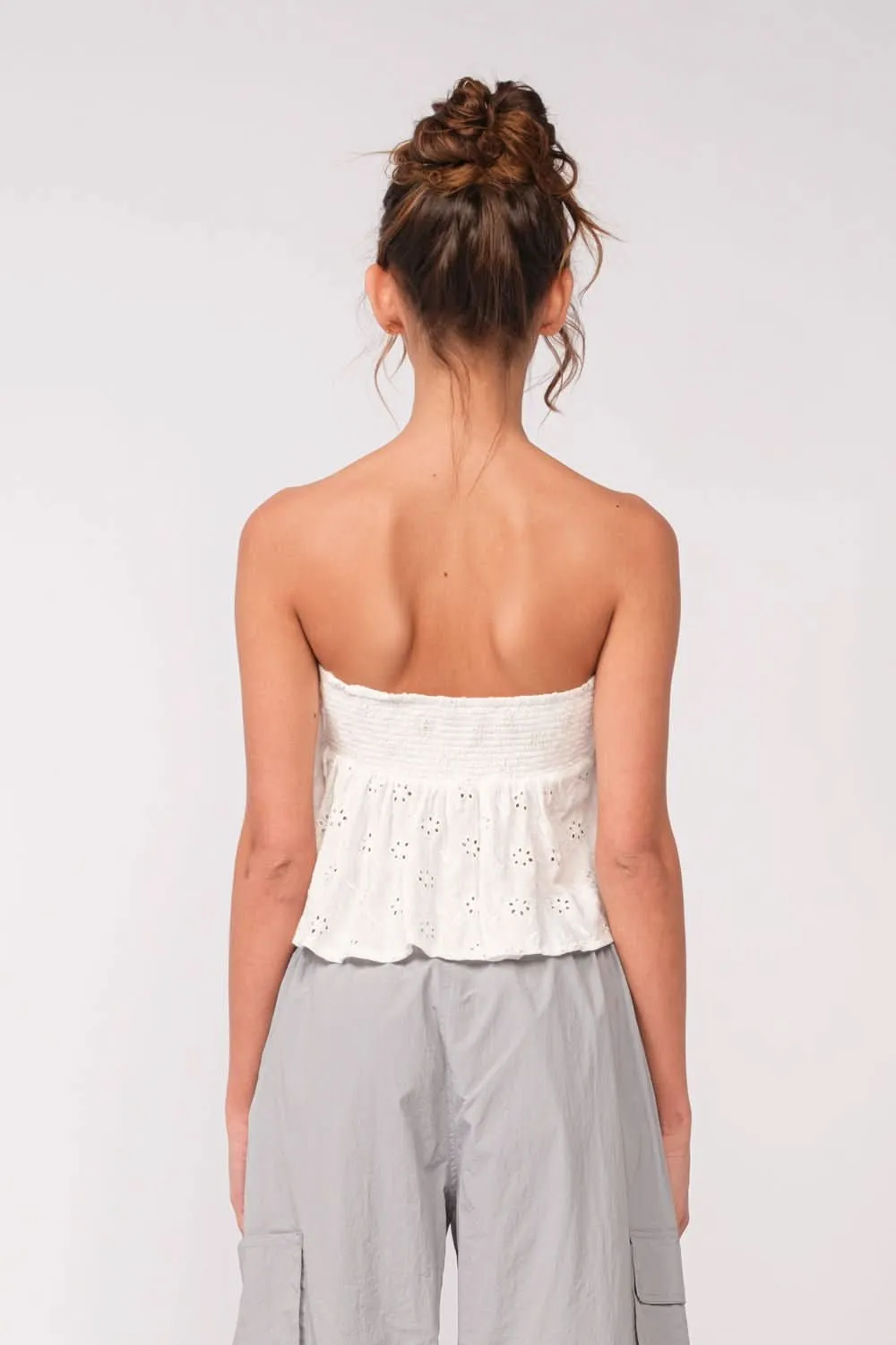 Coastal Babe White Eyelet Strapless Top sold by Boho Pink product image thumbnail 2