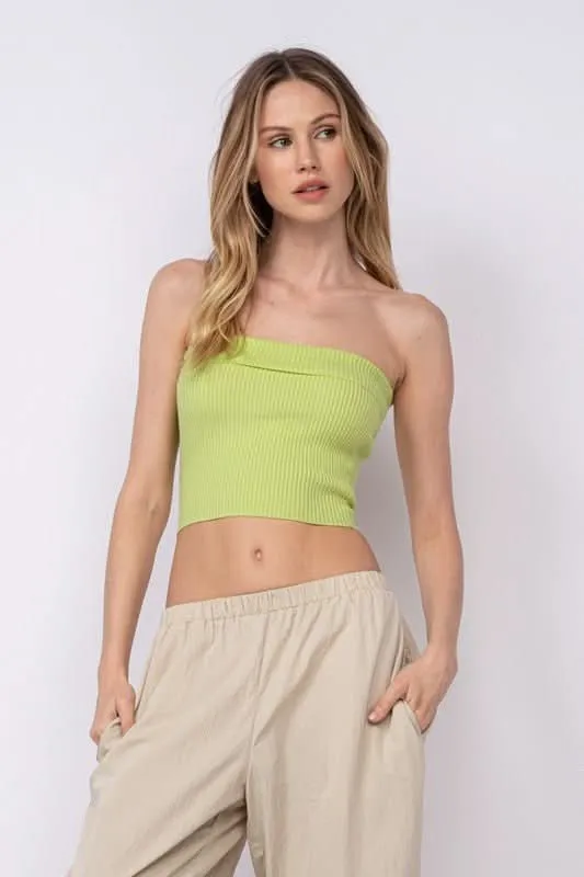 Ashley Lime Ribbed Tube Top sold by Boho Pink product image thumbnail 2