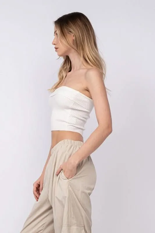 Ashley White Ribbed Tube Top sold by Boho Pink product image thumbnail 2