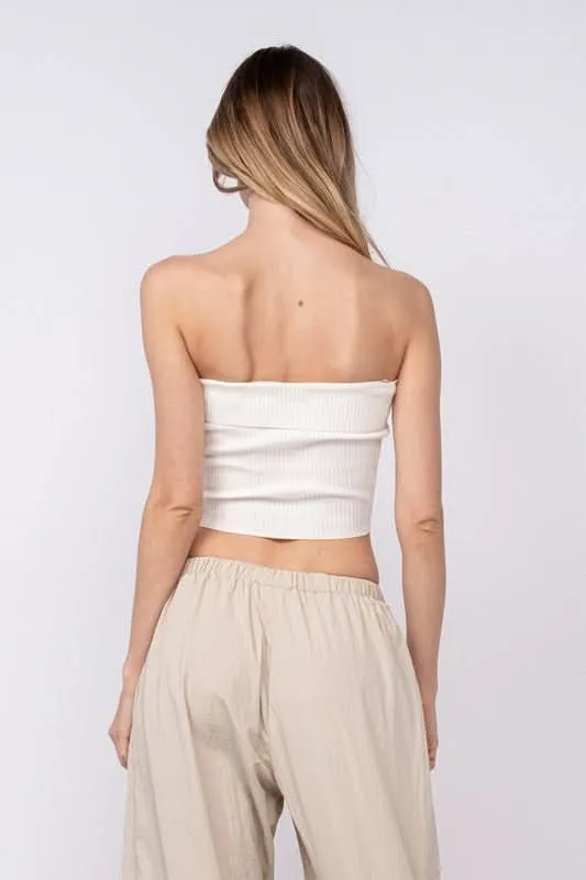 Ashley White Ribbed Tube Top sold by Boho Pink product image thumbnail 3