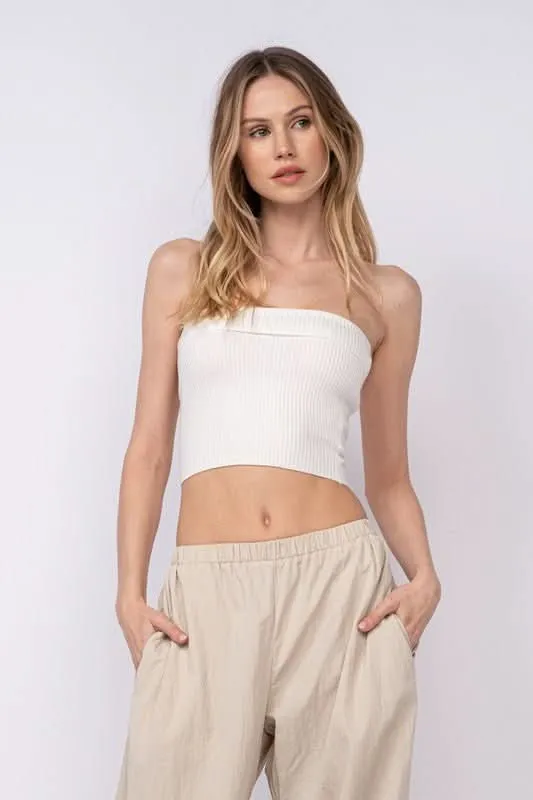 Ashley White Ribbed Tube Top sold by Boho Pink product image thumbnail 5