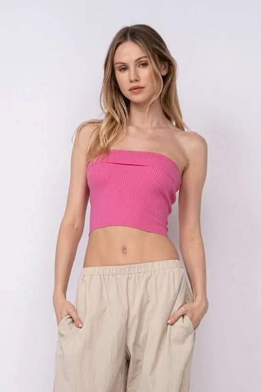 Ashley Pink Ribbed Tube Top sold by Boho Pink