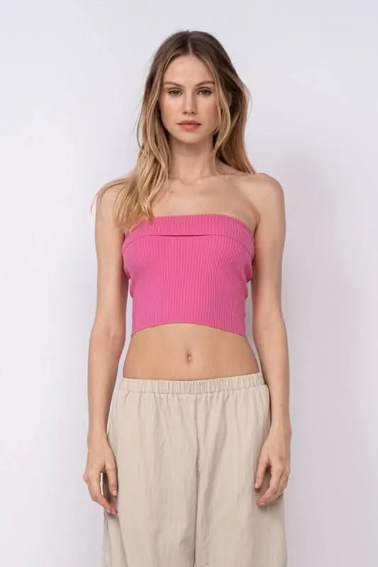 Ashley Pink Ribbed Tube Top sold by Boho Pink product image thumbnail 2
