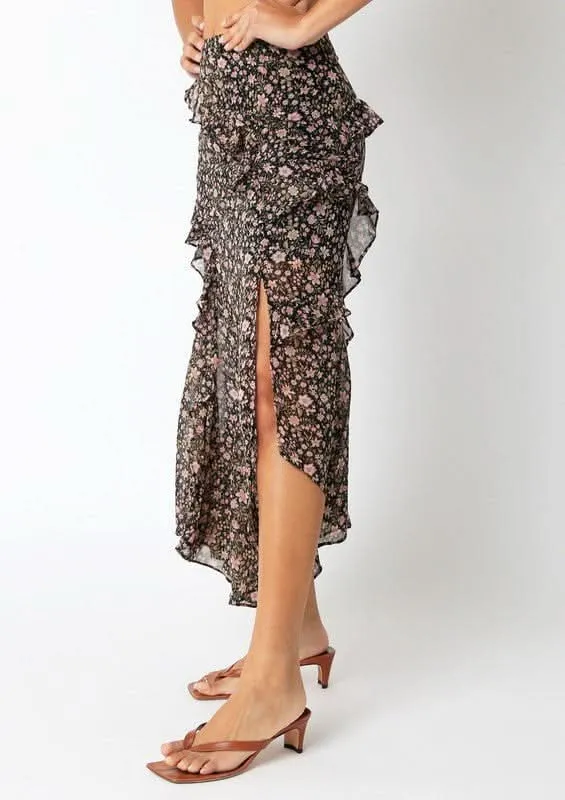 Olivia Black Floral Print Midi Skirt sold by Boho Pink product image thumbnail 2