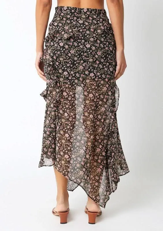 Olivia Black Floral Print Midi Skirt sold by Boho Pink product image thumbnail 3