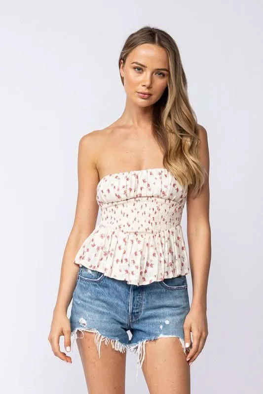 Amelia Peach Floral Strapless Top sold by Boho Pink product image thumbnail 3