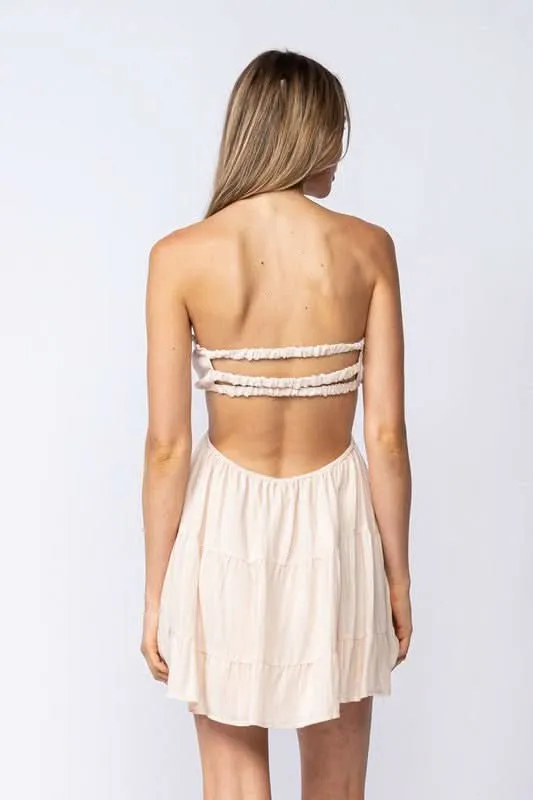 Rachel Beige Strapless Mini Dress sold by Boho Pink product image thumbnail 5