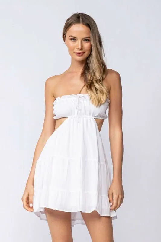Rachel White Strapless Mini Dress sold by Boho Pink