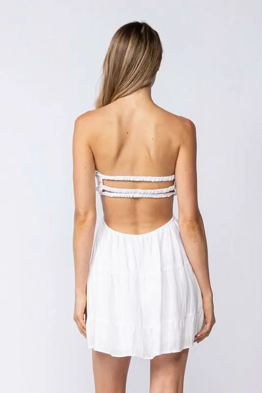 Rachel White Strapless Mini Dress sold by Boho Pink product image thumbnail 4