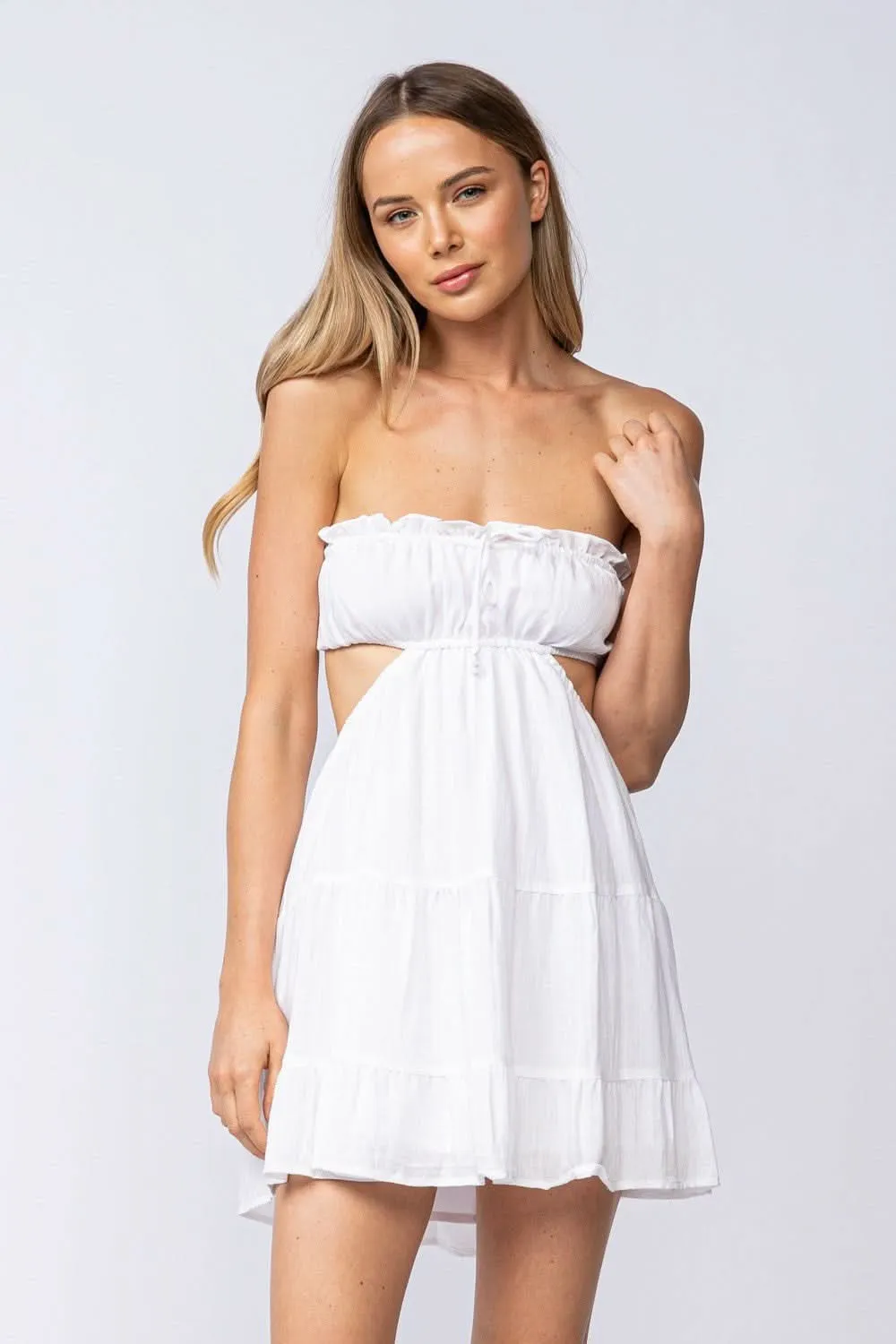 Rachel White Strapless Mini Dress sold by Boho Pink product image thumbnail 2