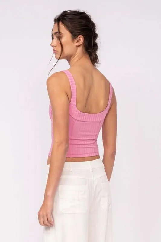 Ibiza Pink Cropped Corset Tank sold by Boho Pink product image thumbnail 3