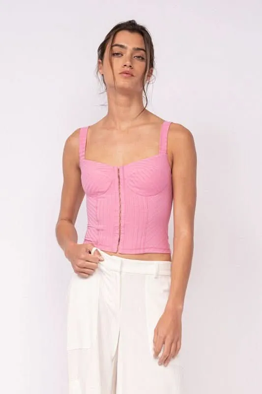 Ibiza Pink Cropped Corset Tank made by Sky to Moon