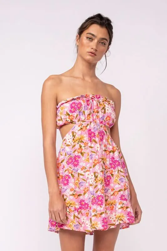 Rachel Pink Daisy Print Strapless Mini Dress sold by Boho Pink product image thumbnail 4