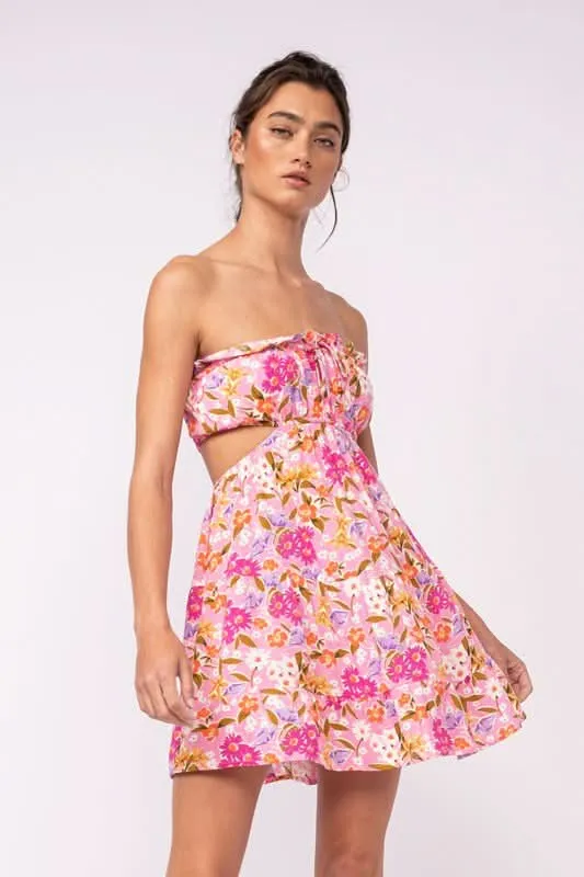Rachel Pink Daisy Print Strapless Mini Dress sold by Boho Pink product image thumbnail 3