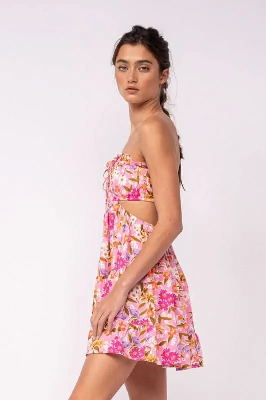 Rachel Pink Daisy Print Strapless Mini Dress sold by Boho Pink product image thumbnail 2