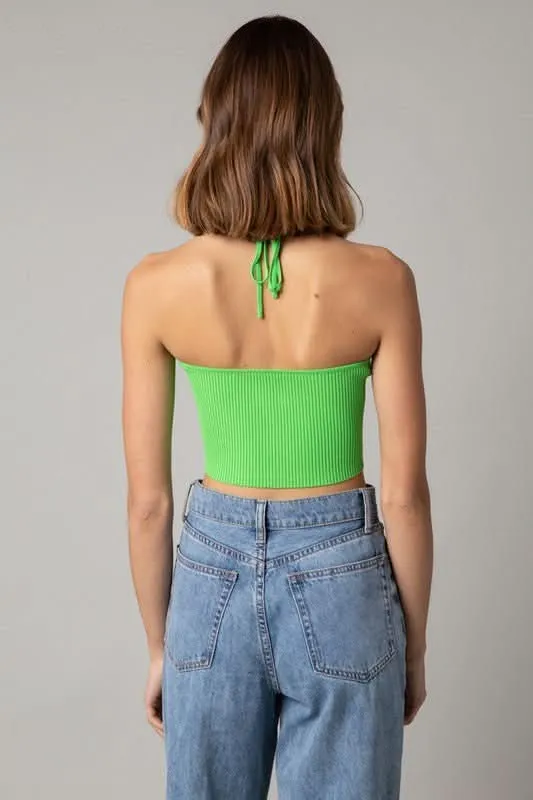 Lani Apple Green Halter Knit Crop Top sold by Boho Pink product image thumbnail 3