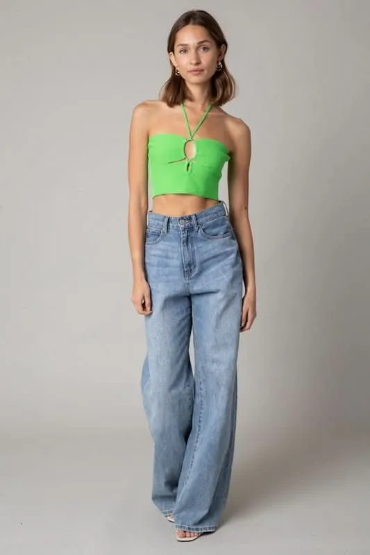 Lani Apple Green Halter Knit Crop Top sold by Boho Pink product image thumbnail 4