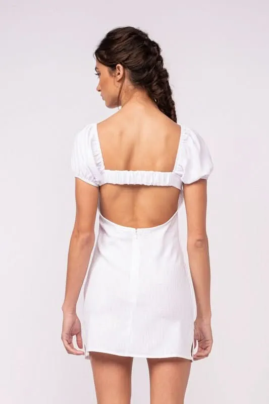 Delilah White Puff Sleeve Bustier Dress sold by Boho Pink product image thumbnail 4