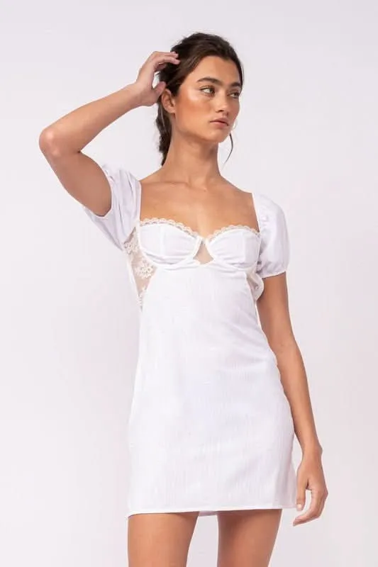 Delilah White Puff Sleeve Bustier Dress sold by Boho Pink product image thumbnail 3