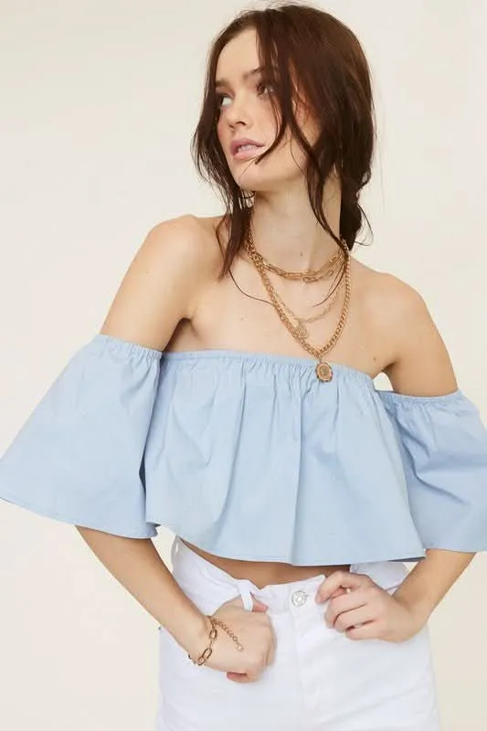 Darcie Sky Flowy Off-Shoulder Crop Top sold by Boho Pink product image thumbnail 2
