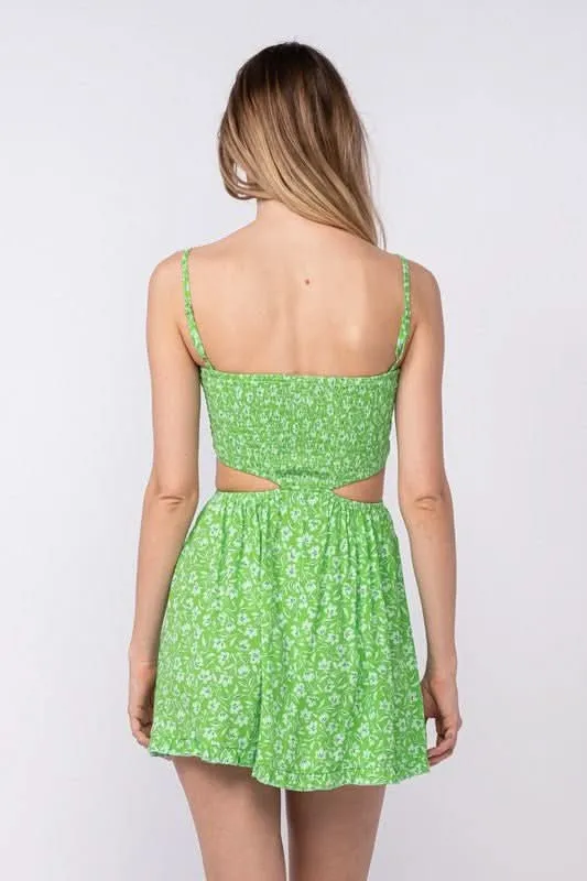 Nadia Green Floral Cutout Mini Dress sold by Boho Pink product image thumbnail 5