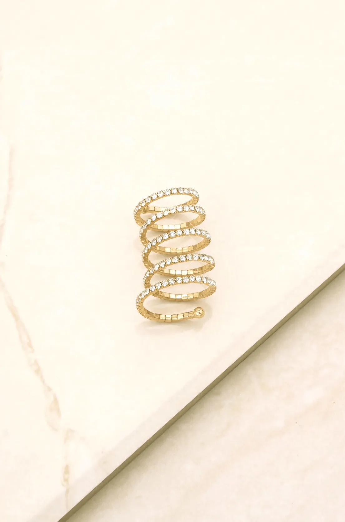 Ettika Spiral Down Crystal & Gold Ring sold by Boho Pink product image thumbnail 4
