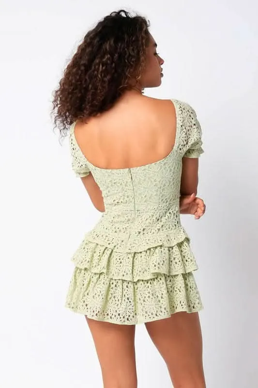 Penelope Sage Lace Mini Dress sold by Boho Pink product image thumbnail 4