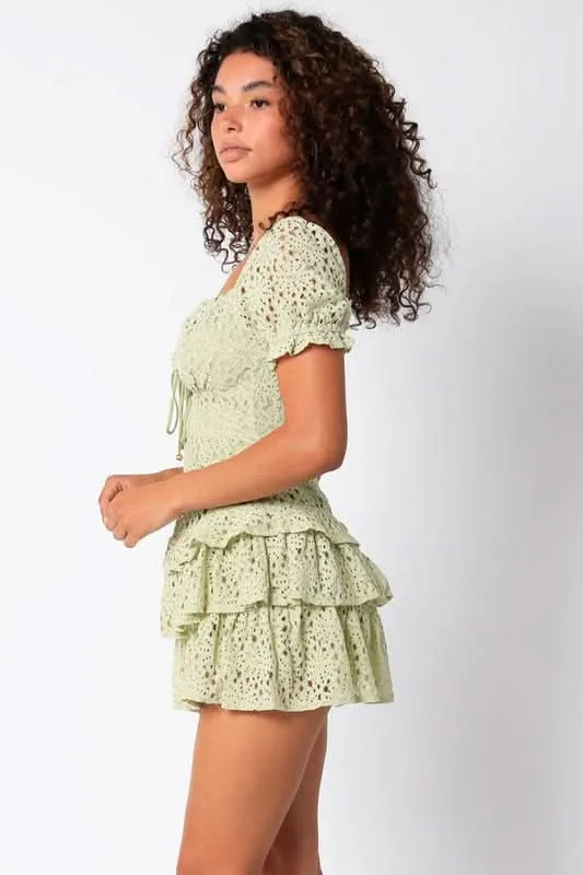 Penelope Sage Lace Mini Dress sold by Boho Pink product image thumbnail 3