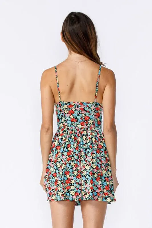 Dalia Blue and Red Floral Print Cami Dress sold by Boho Pink product image thumbnail 5