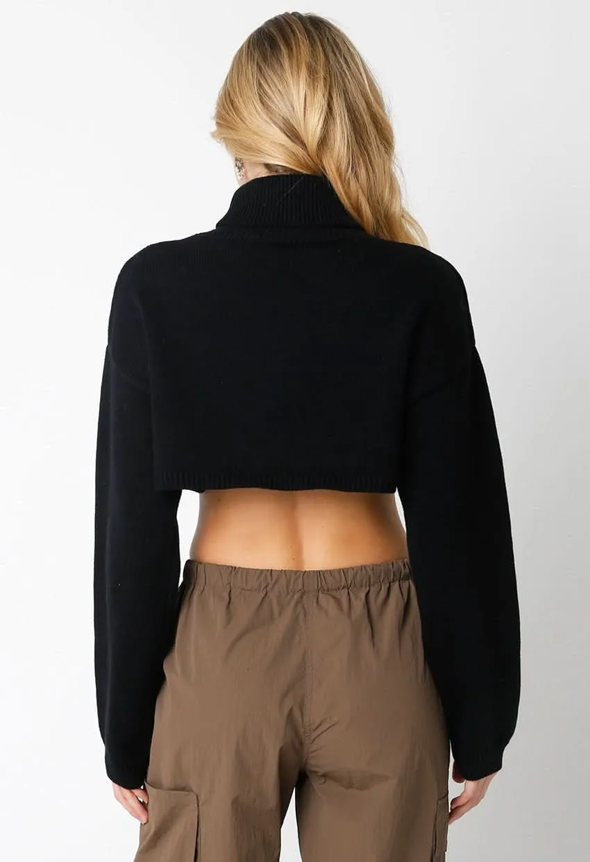 Marla Black Cropped Turtleneck Sweater sold by Boho Pink product image thumbnail 3