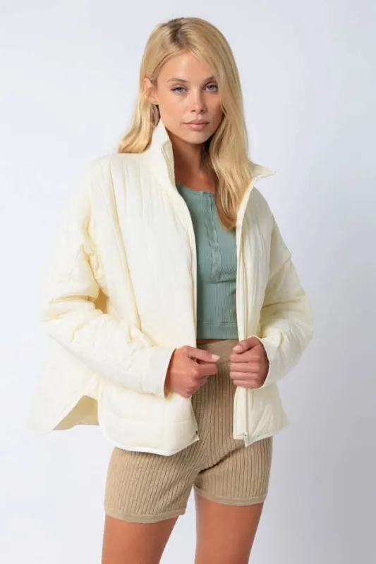 Weekender Cream Quilted Puffer Jacket sold by Boho Pink