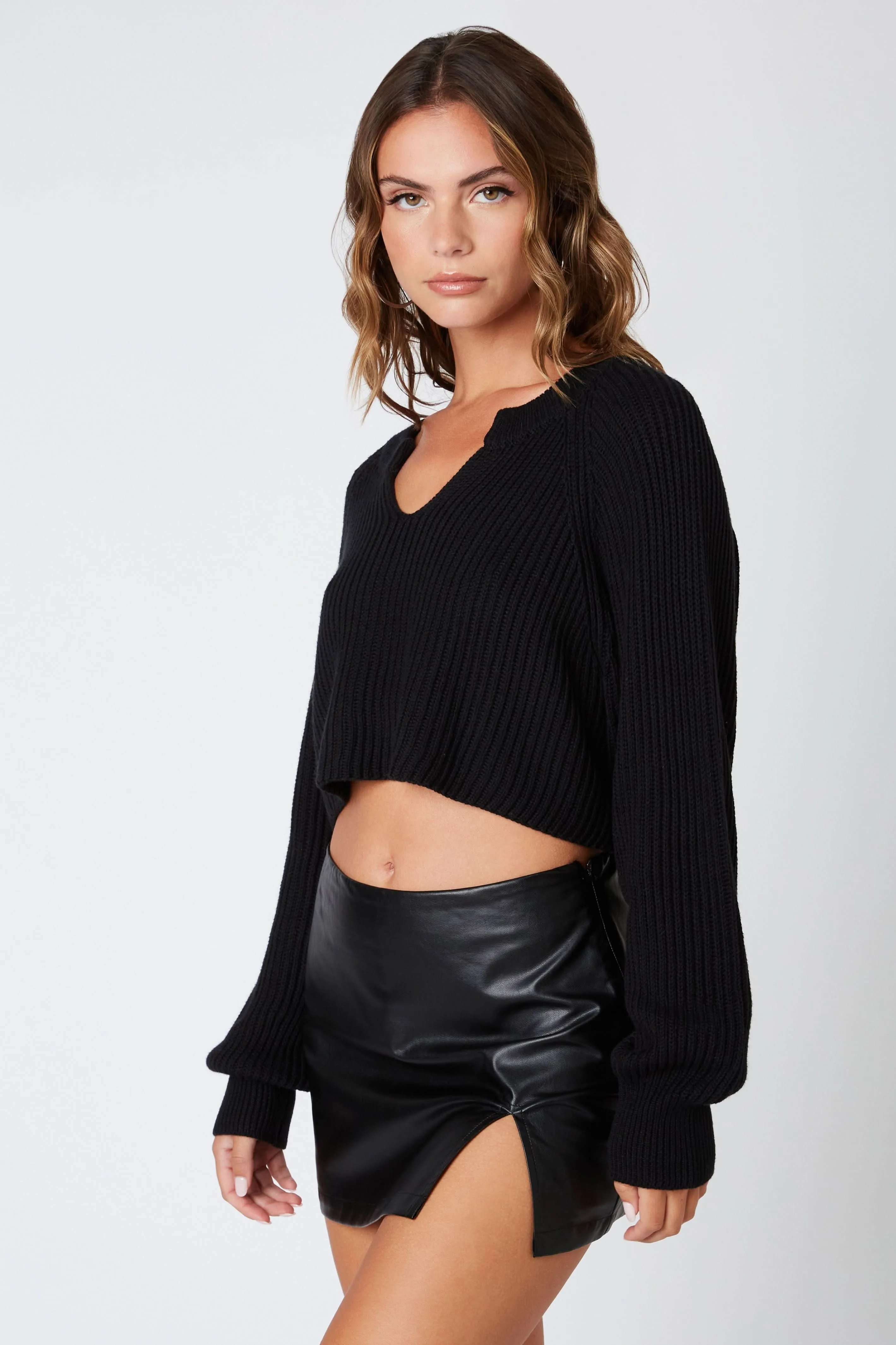 Day Off Black Notched Neck Sweater sold by Boho Pink product image thumbnail 2