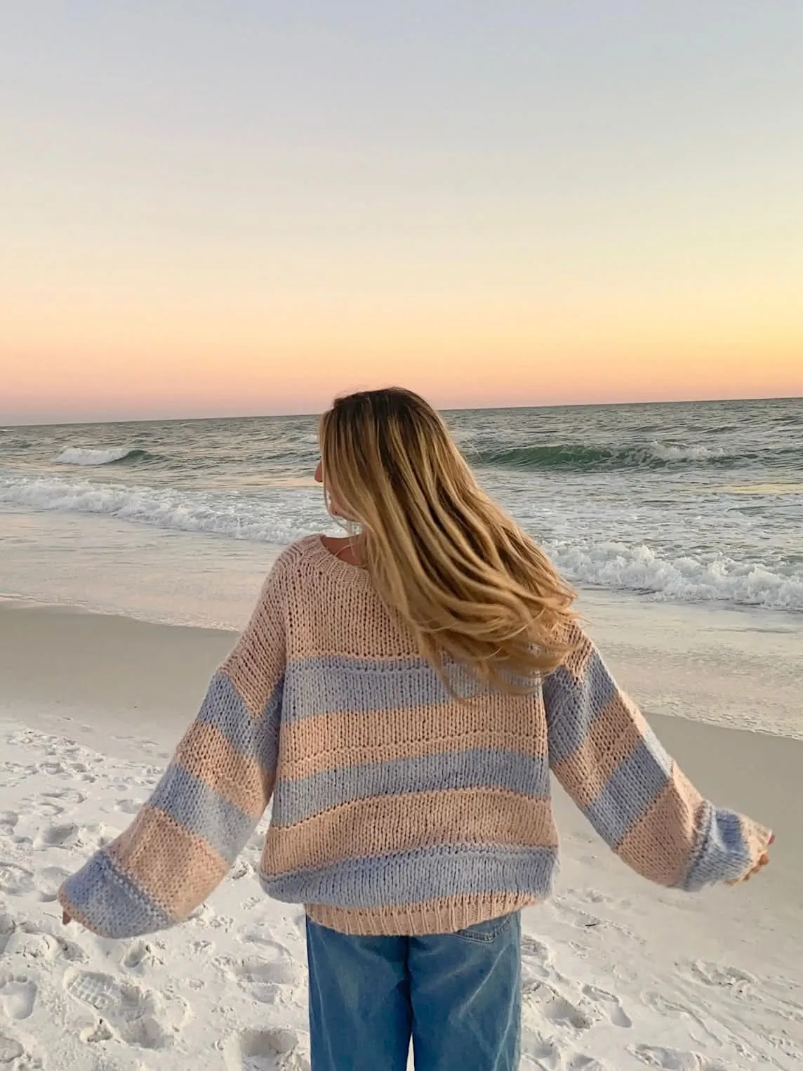 Poppy Blush and Blue Striped Oversized Sweater sold by Boho Pink product image thumbnail 4