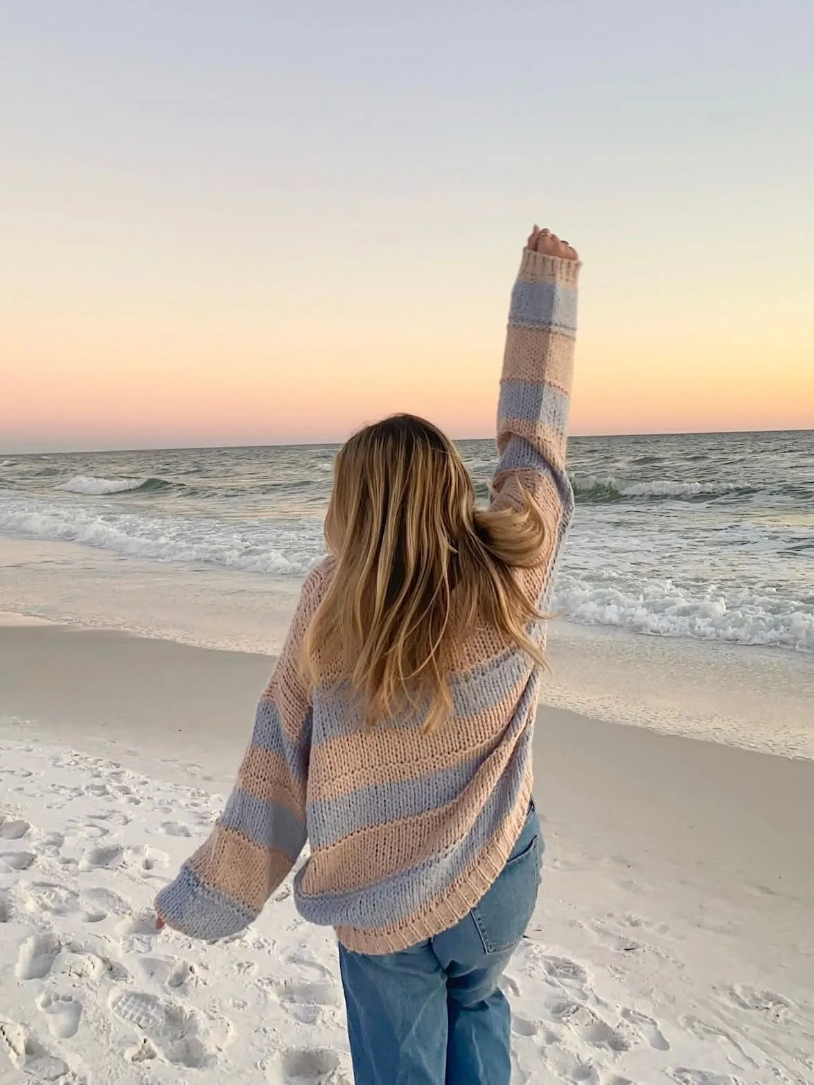 Poppy Blush and Blue Striped Oversized Sweater sold by Boho Pink product image thumbnail 5