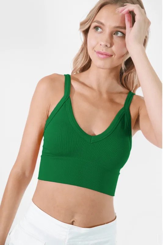 Nikibiki Jolly Green Ribbed V-Neck Crop Top sold by Boho Pink