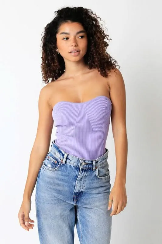 Leah Lilac Ribbed Tube Top sold by Boho Pink
